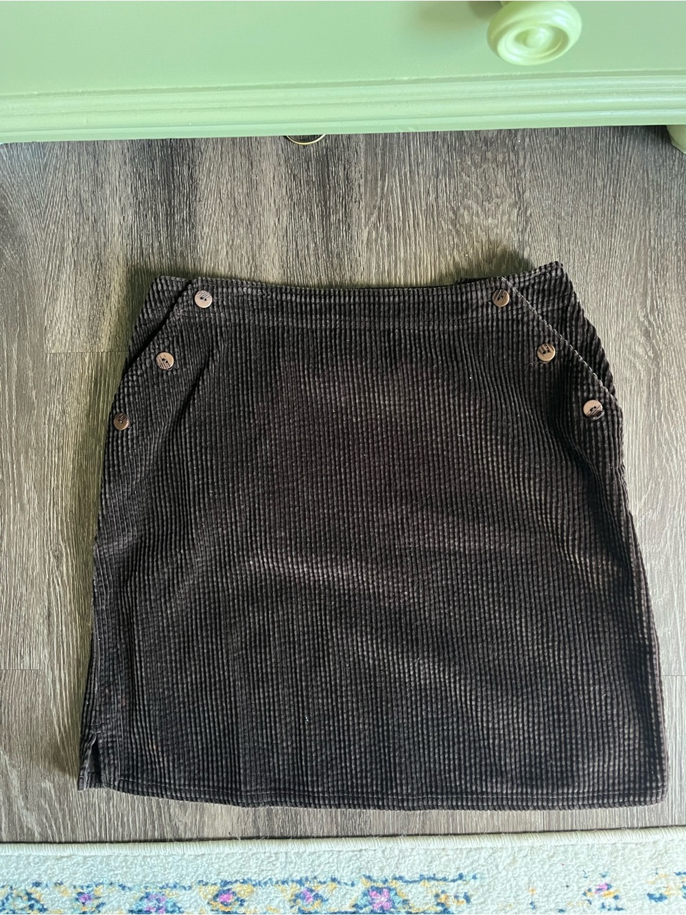 J. Jill Brown Corduroy Mini Skirt with Button Accents